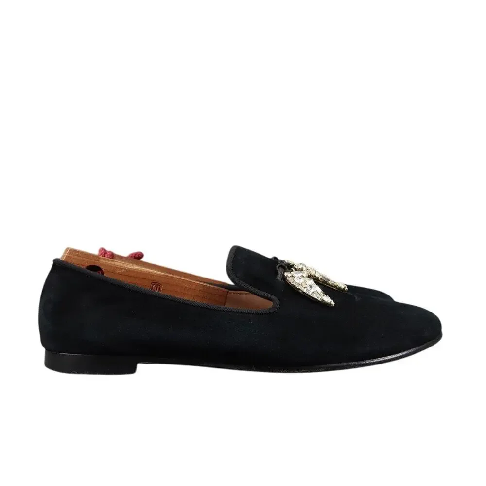 Giuseppe Zanotti Shoes Women 36 Slipper Loafer Shark Crystal Charm Fashion Black